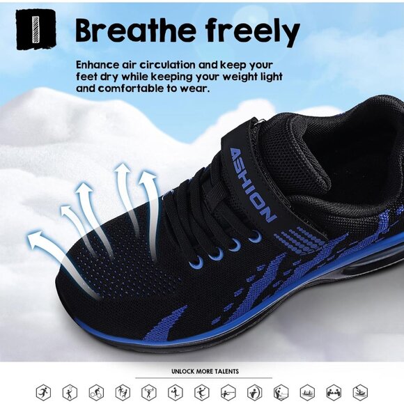 Kids 3208-black Blue Running Breathable Lightweight Non Slip Comfortbale Sneaker - Picture 3 of 7